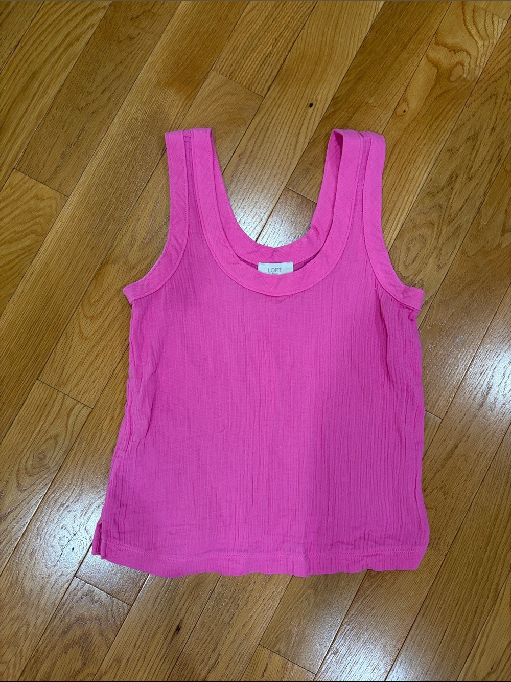 LOFT Hot Pink Crinkle Tank Top